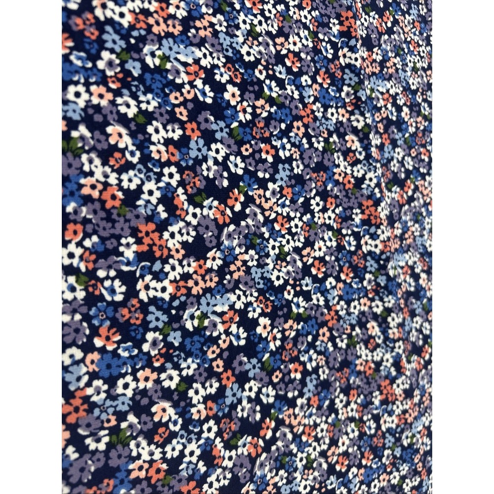 Michael Kors Women's M Floral Blue Stretch Shift Dress Ruffled Hem - Picture 2 of 7